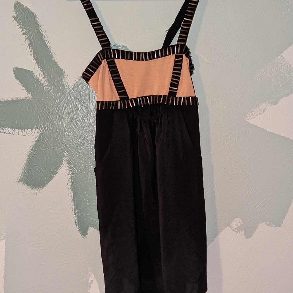 Reverse medium dress black and gold-tan